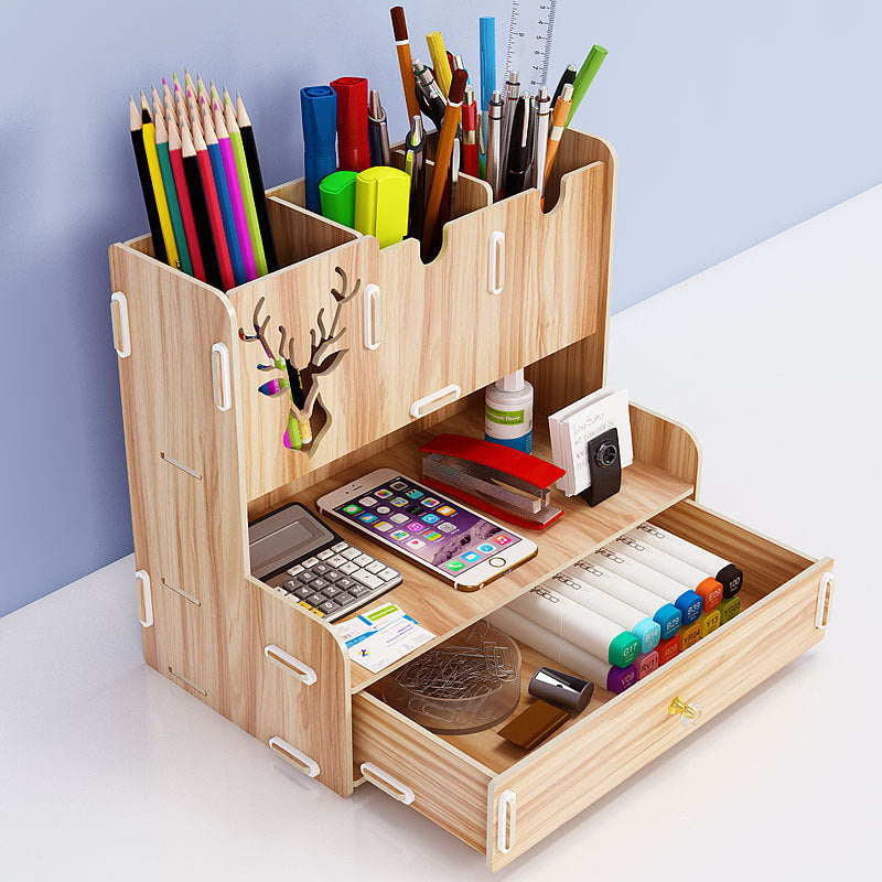 Creative Pen Desktop Wood Holder