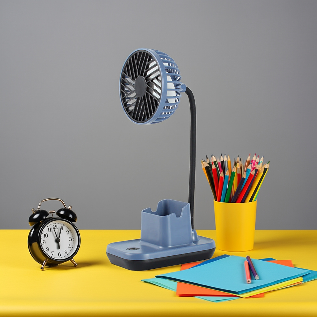 Simple USB Charging Fan Desktop Pen Holder