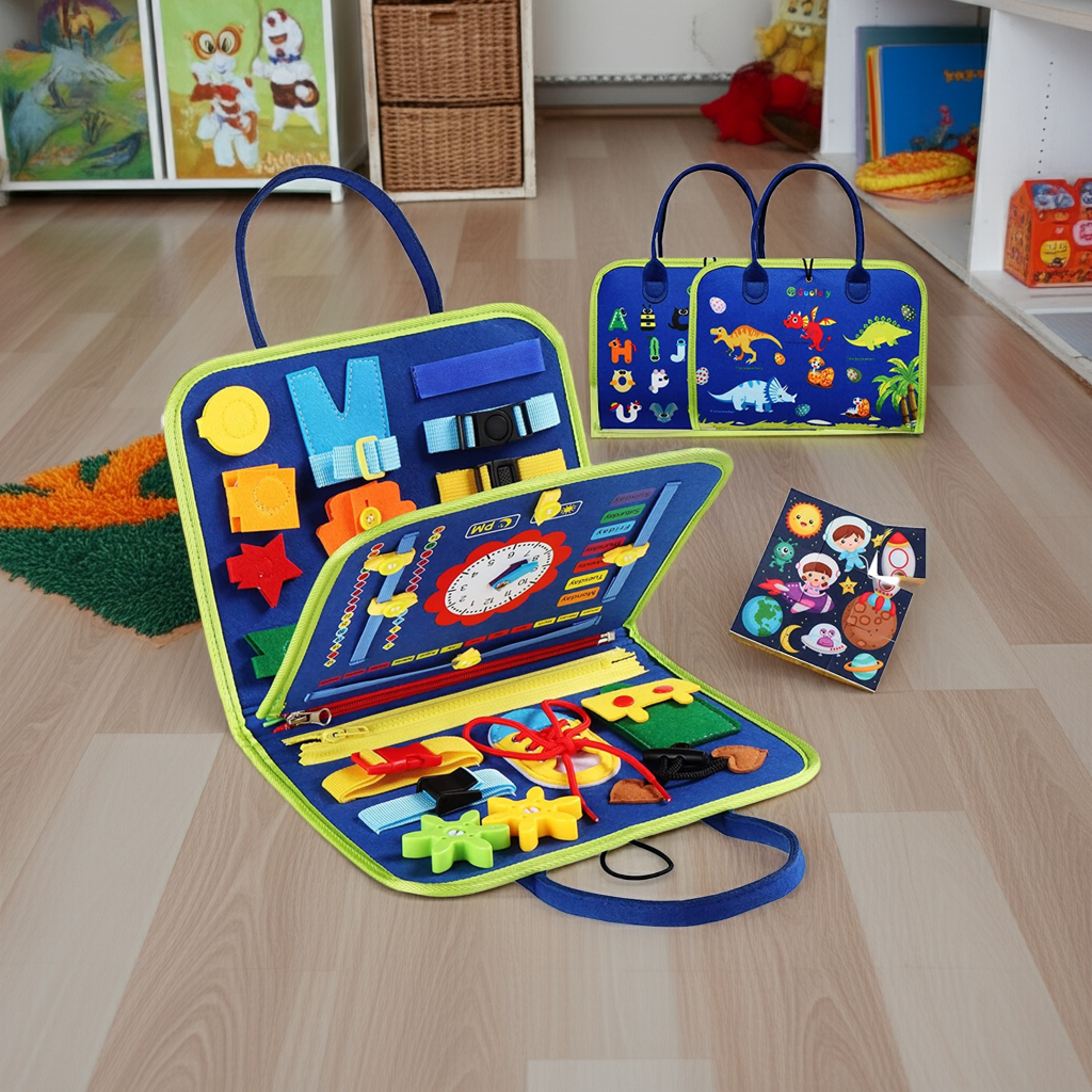 Montessori Busy Board for Toddlers – 28 Sensory & Motor Skill Activities