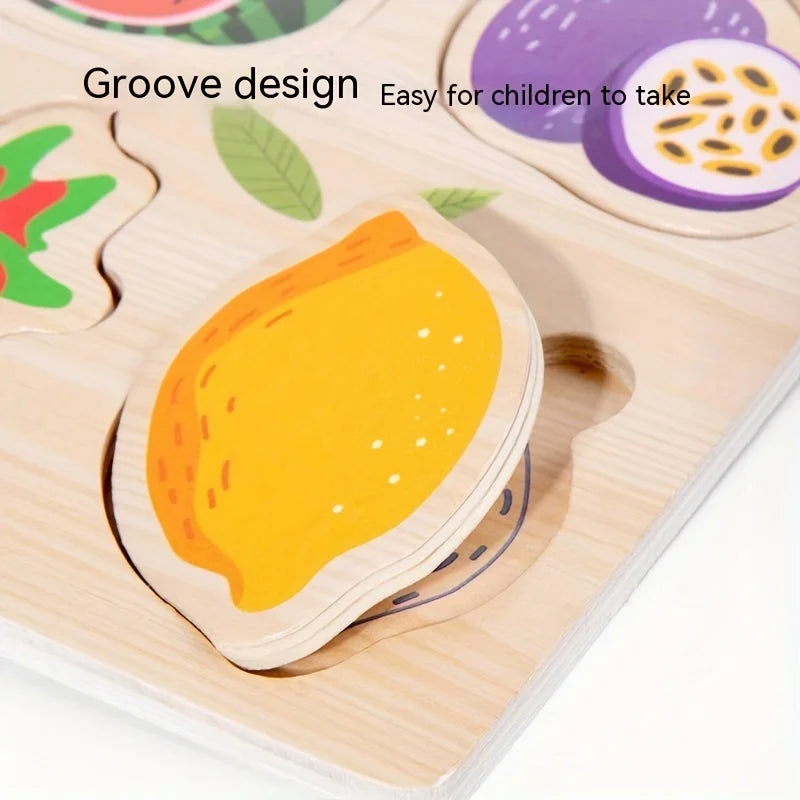 Montessori Wooden Puzzles for Toddlers – 3D Tangram & Grab Board Toy Set