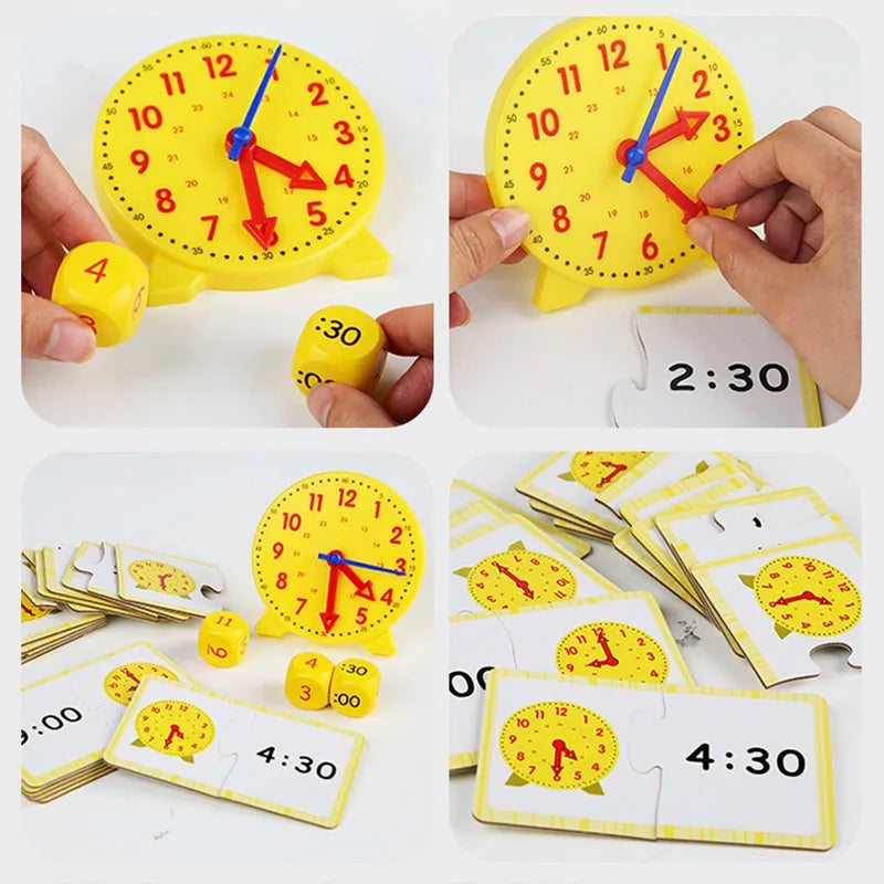 Montessori Wooden Clock Puzzle – Time Learning Toy for Kids Ages 3+