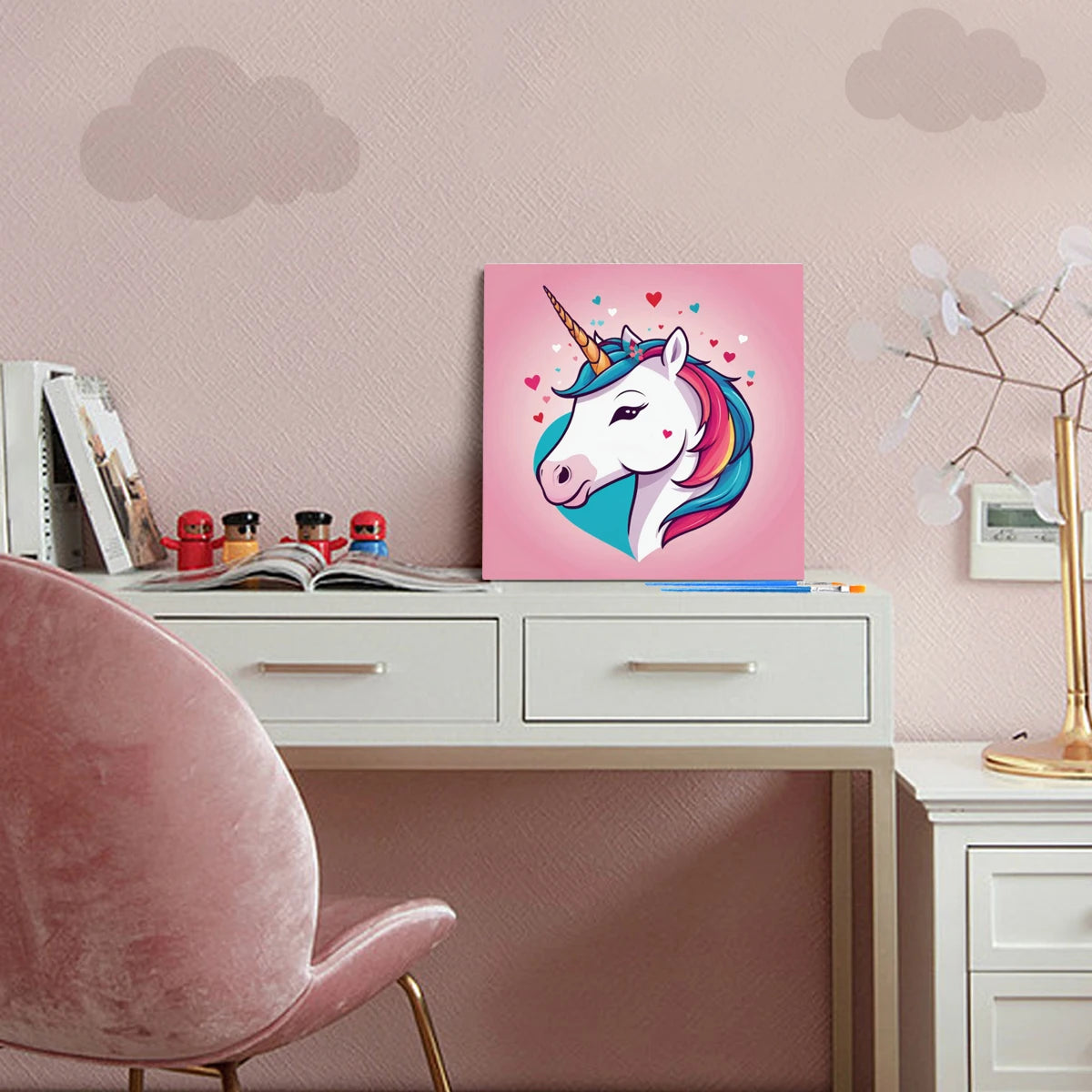 Canvas Magic: Easy Paint by Numbers Kit – Framed Unicorn & Animal Scene