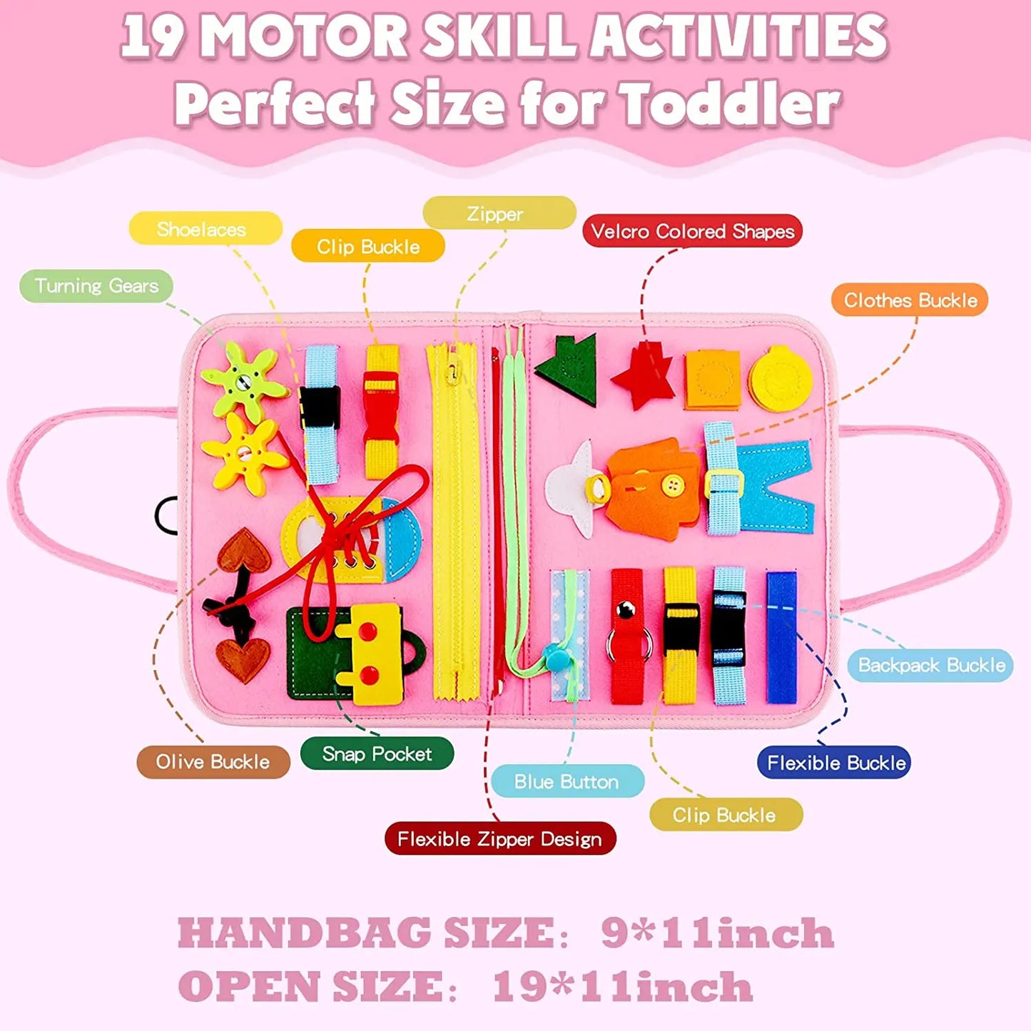 Montessori Busy Board for Toddlers – 28 Sensory & Motor Skill Activities