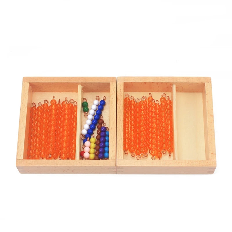 Montessori Materials Teens Symbol Linear & Skip Golden Beads & Colorful Beads Counting Wooden Toys for Children Early Preschool
