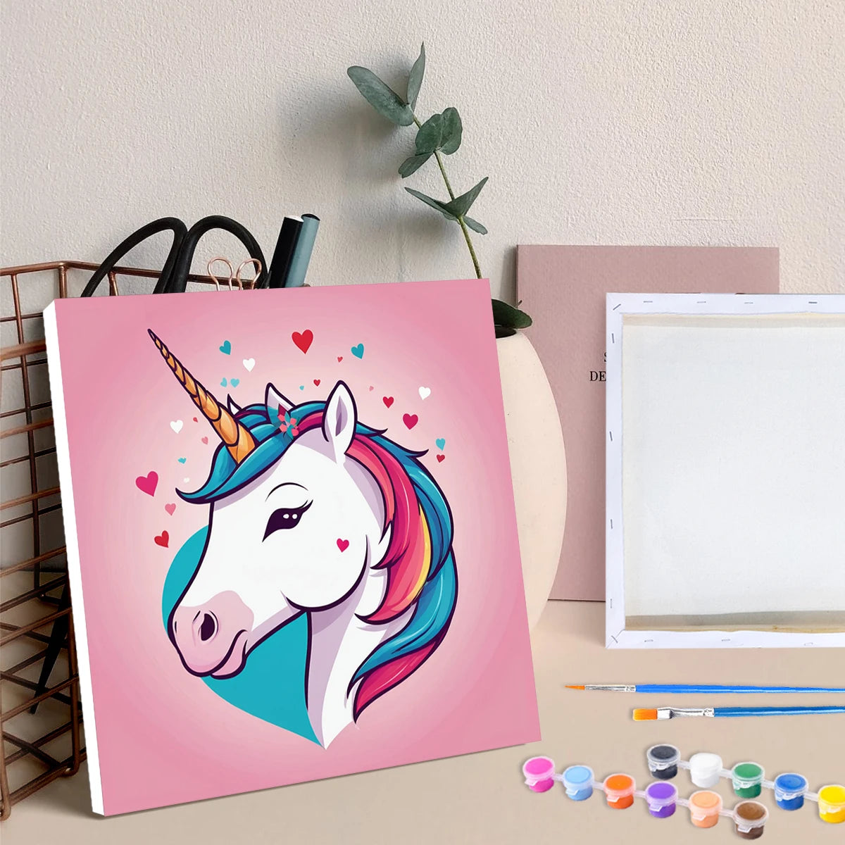 Canvas Magic: Easy Paint by Numbers Kit – Framed Unicorn & Animal Scene
