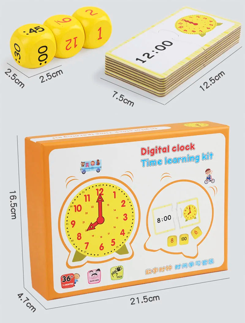 Montessori Wooden Clock Puzzle – Time Learning Toy for Kids Ages 3+