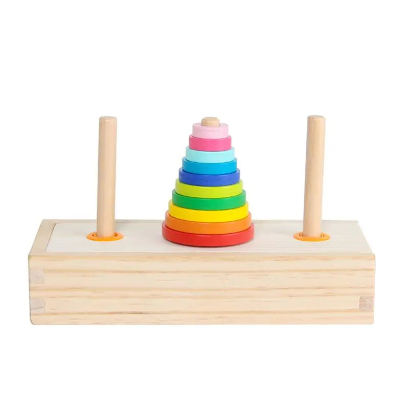 Interactive Kids Wooden Hanoi Tower Balance for PLAY Toys Table Games Best Gift