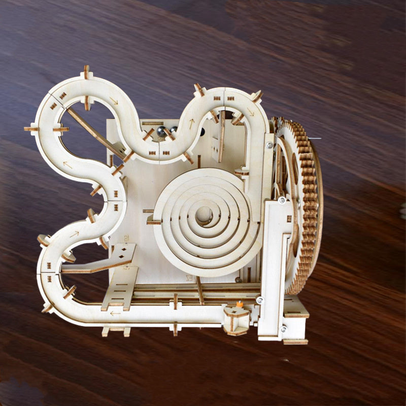 Handmade Dual Track Wooden Ball Track Puzzle Toy – STEM Building Blocks for Kids