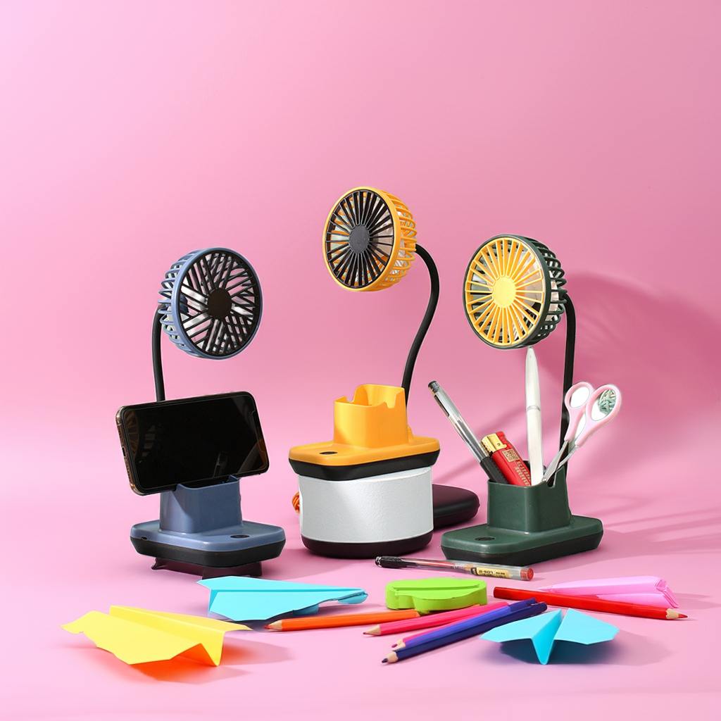 Simple USB Charging Fan Desktop Pen Holder