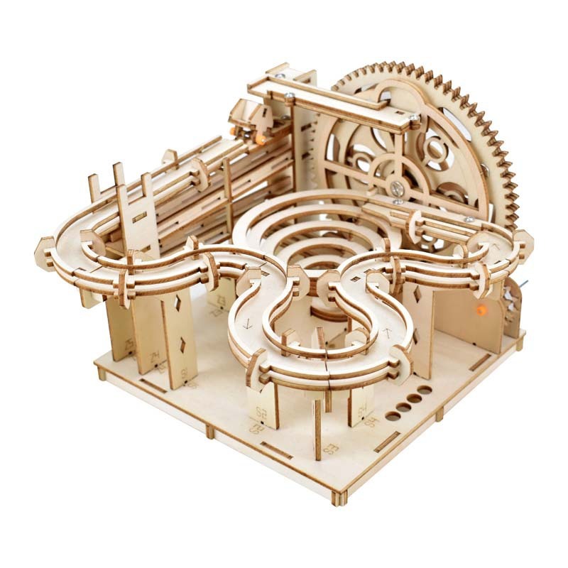 Handmade Dual Track Wooden Ball Track Puzzle Toy – STEM Building Blocks for Kids