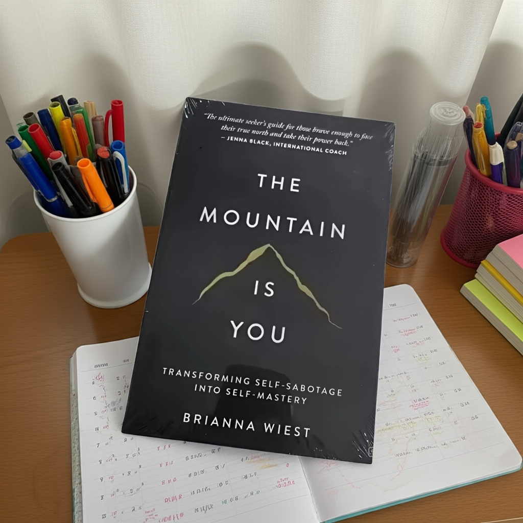 A book titled 'The Mountain Is You' by Brianna Wiest