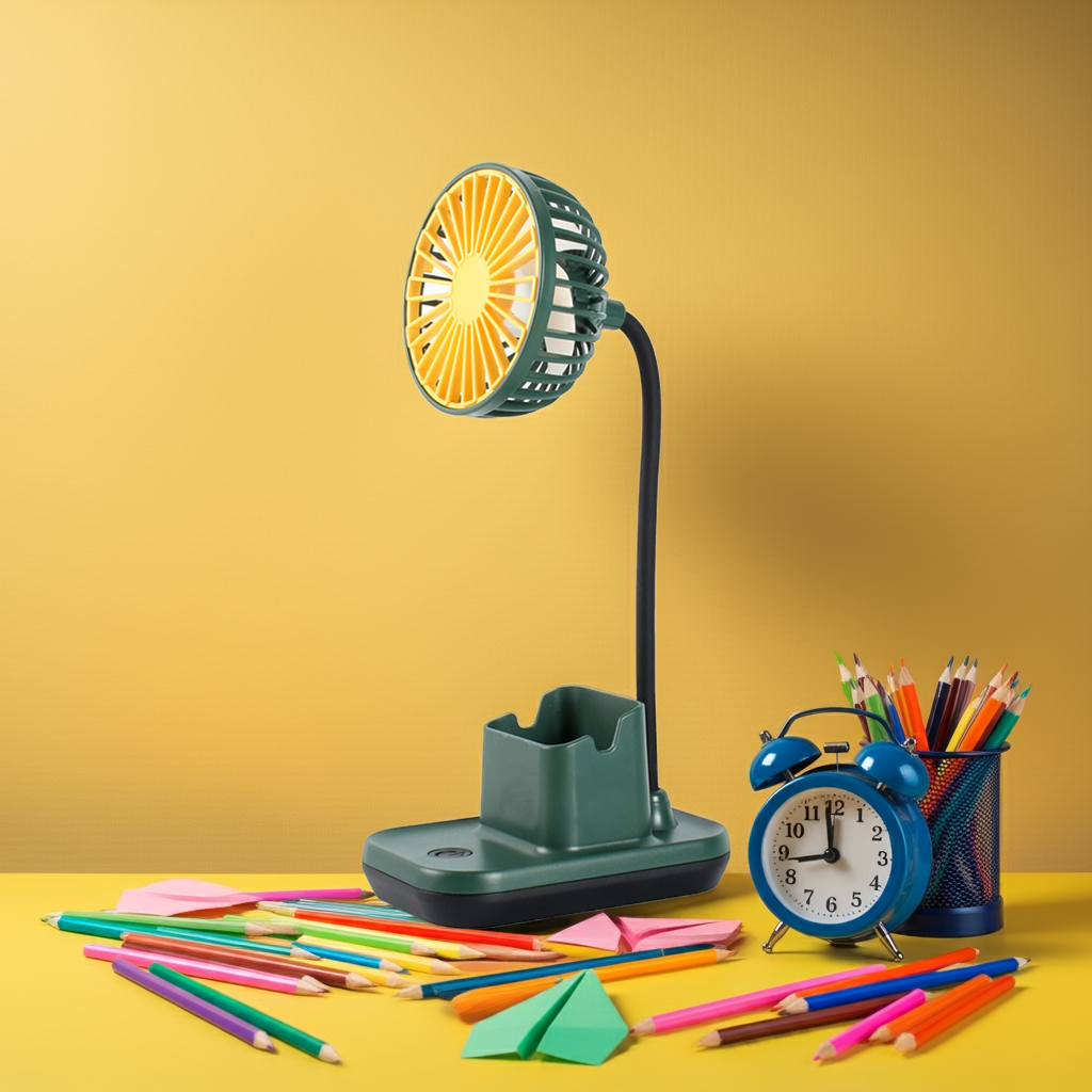 Simple USB Charging Fan Desktop Pen Holder