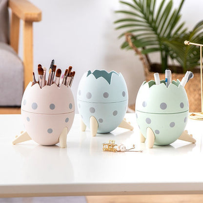 Dinosaur Egg Desktop Storage Box – Pen, Makeup, & Brush Organizer