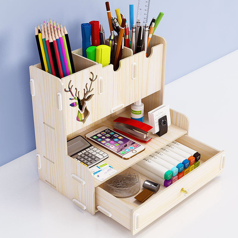 Creative Pen Desktop Wood Holder
