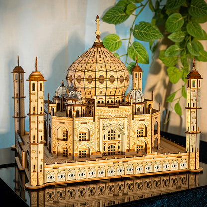 Wooden Taj Mahal Model with LED Lights - DIY for Kids