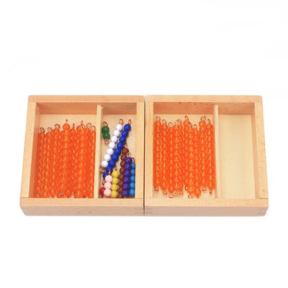 Montessori Materials Teens Symbol Linear & Skip Golden Beads & Colorful Beads Counting Wooden Toys for Children Early Preschool