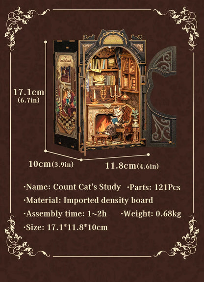 DIY Book Nook Kit with Light – Miniature Wooden Bookshop Insert for Gifts & Decor