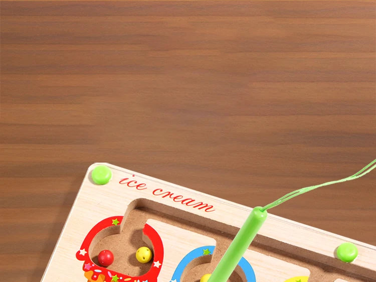Montessori Magnetic Color Sorting Maze Board – Wooden Bead Game for Kids (3-12Y)