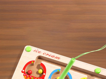 Montessori Magnetic Color Sorting Maze Board – Wooden Bead Game for Kids (3-12Y)
