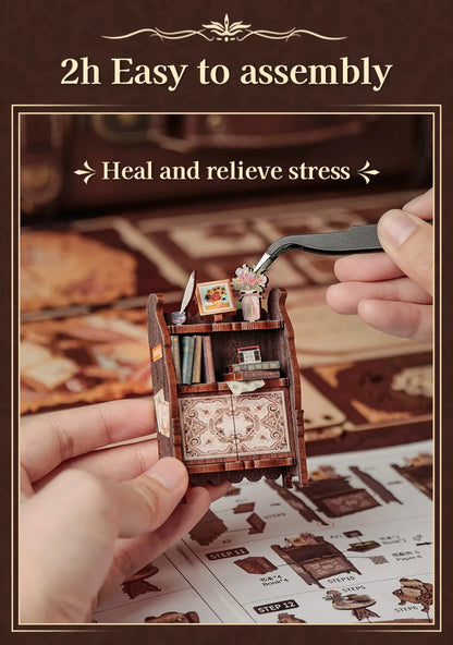 DIY Book Nook Kit with Light – Miniature Wooden Bookshop Insert for Gifts & Decor