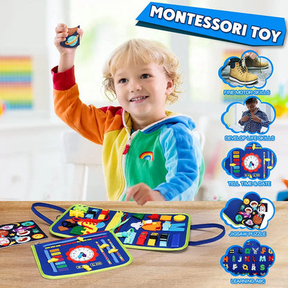 Montessori Busy Board for Toddlers – 28 Sensory & Motor Skill Activities