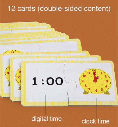 Montessori Wooden Clock Puzzle – Time Learning Toy for Kids Ages 3+