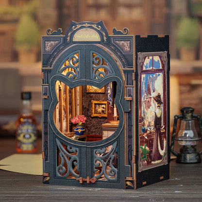 DIY Book Nook Kit with Light – Miniature Wooden Bookshop Insert for Gifts & Decor
