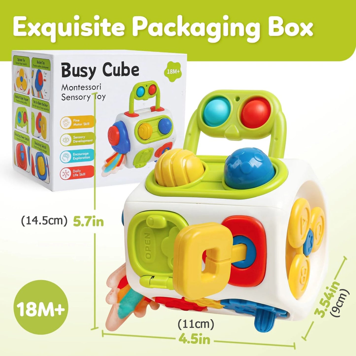 Montessori Busy Cube Toy for Toddlers – Sensory Learning Travel Activity