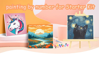 Canvas Magic: Easy Paint by Numbers Kit – Framed Unicorn & Animal Scene