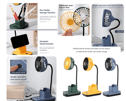 Simple USB Charging Fan Desktop Pen Holder