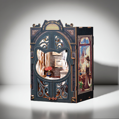 DIY Book Nook Kit with Light – Miniature Wooden Bookshop Insert for Gifts & Decor