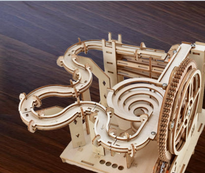 Handmade Dual Track Wooden Ball Track Puzzle Toy – STEM Building Blocks for Kids